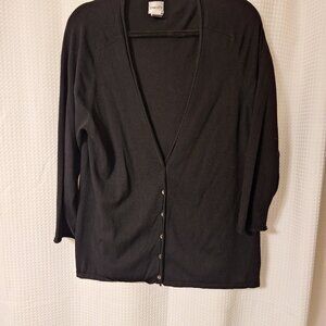 Chico's Black Cardigan Lightweight Button-down Size 2 (Medium)